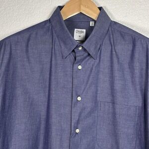 Gitman Bros Allen Edmonds Button Down Indigo Shirt Trim Fit Cotton‎ USA  XL 17.5